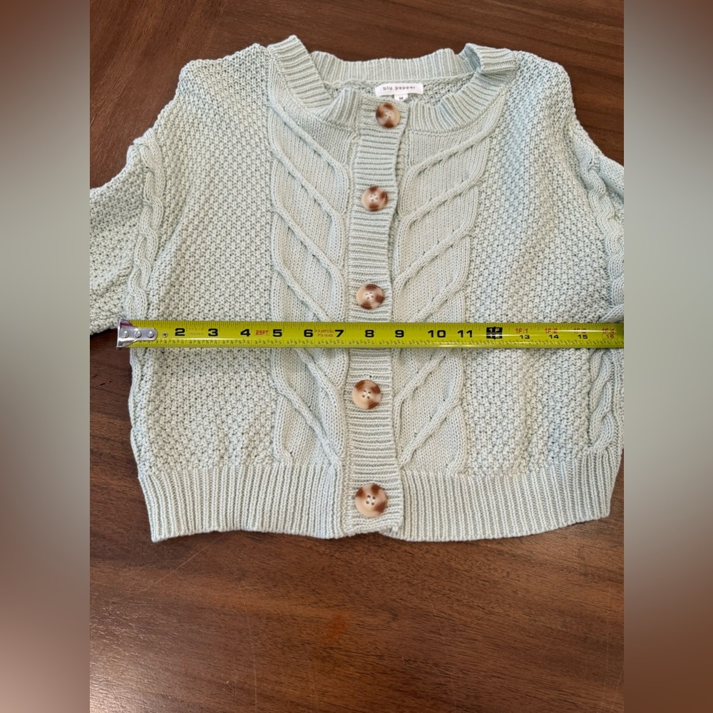 BLU Pepper Sage Green Cardigan Sweater Size Medium - Picture 7 of 7